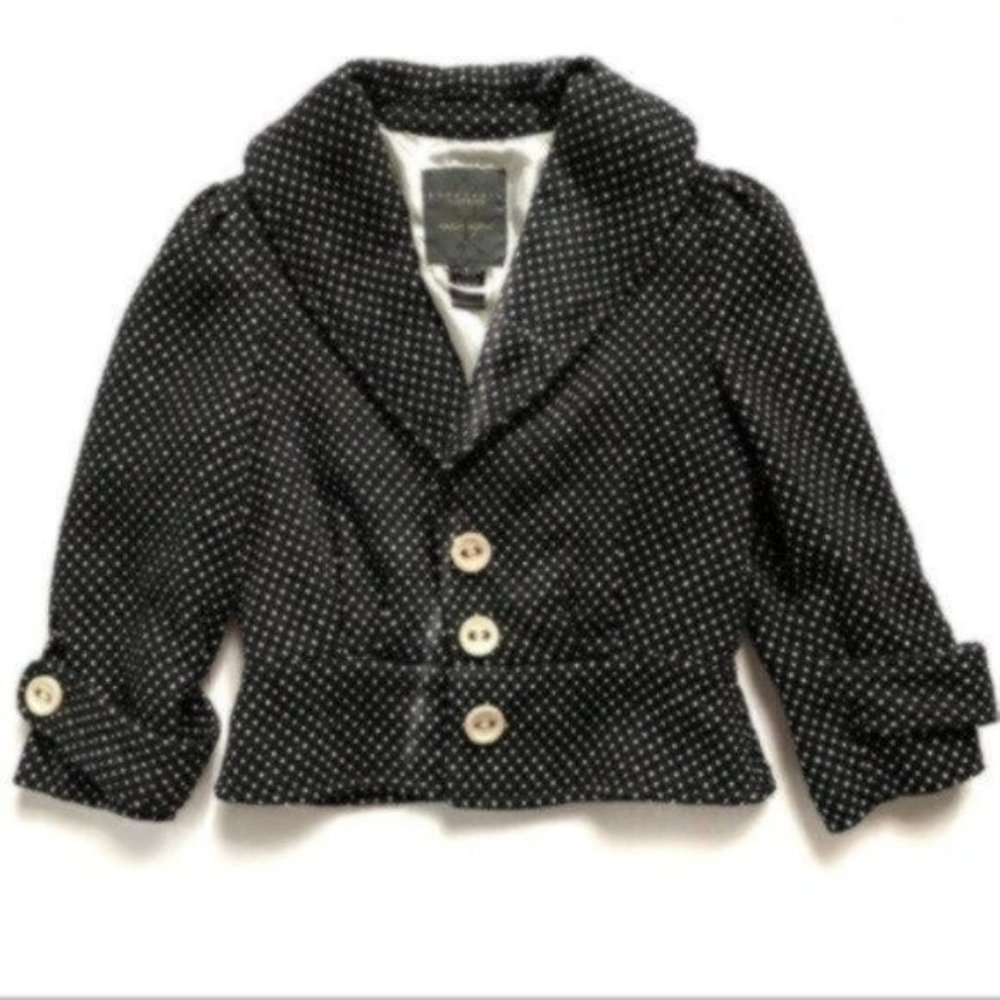 Sanctuary Couture Black Cropped Polka Dot Blazer Jacket Trendy Tailored